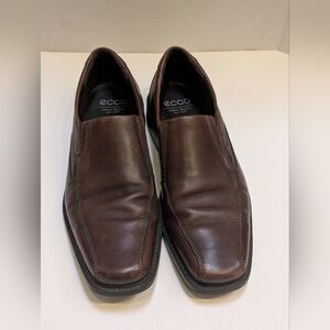 Ecco Men's 45 Jersey Slip on Loafers Brown Leather Dress Shoes US 11-11.5